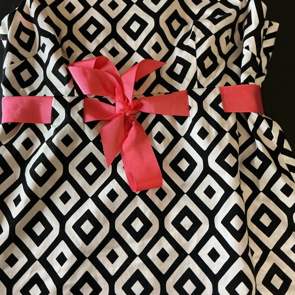 Jessica Howard women’s Black White Geometric Dress Pink Bow Sleeveless size‎ 6 - Picture 7 of 8